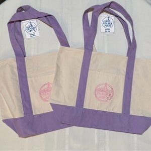 Trader Joe's Lavender Canvas Tote Bag
Large Reusable 2 Pack NWT Limited